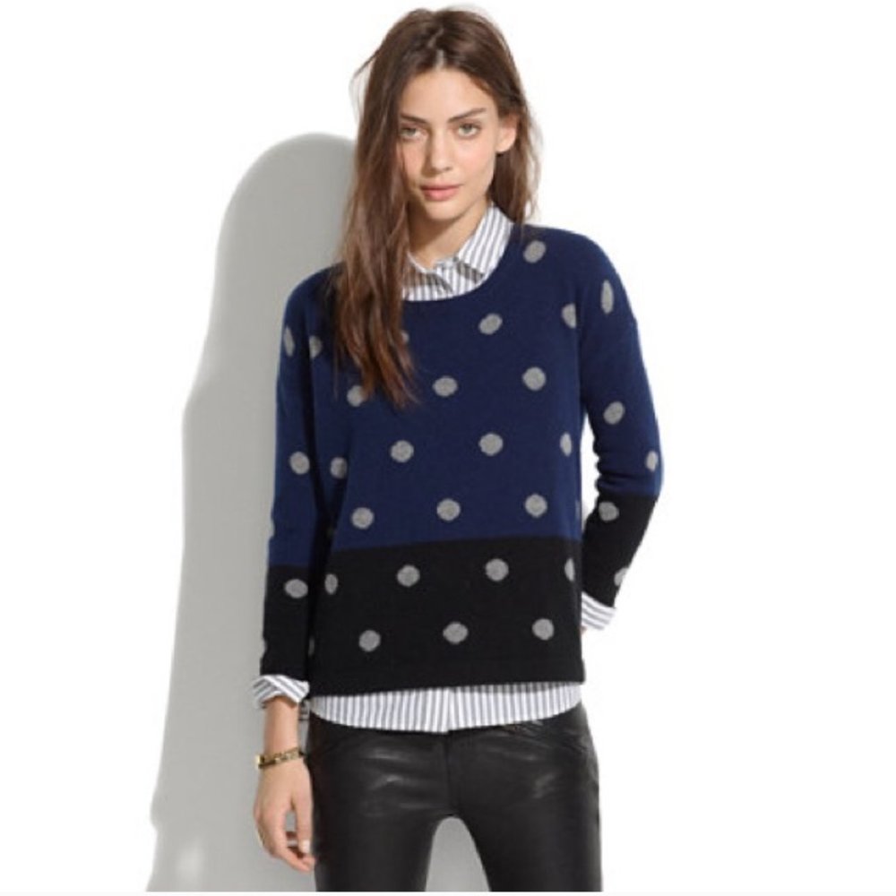 Madewell color-block dotted crewneck sweater